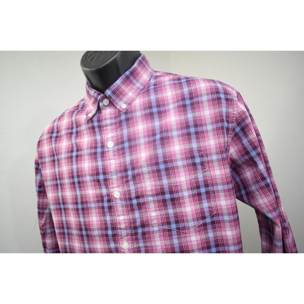 Bonobos Button Up Dress Shirt Plaid Standard Fit Long Sleeve Mens Size Large